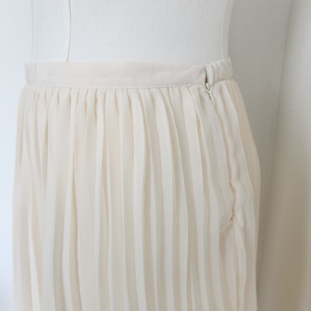 Vintage Y2K Cream Pleated Midi Skirt Mid Rise Elastic Waist NY Collection M - Picture 2 of 9